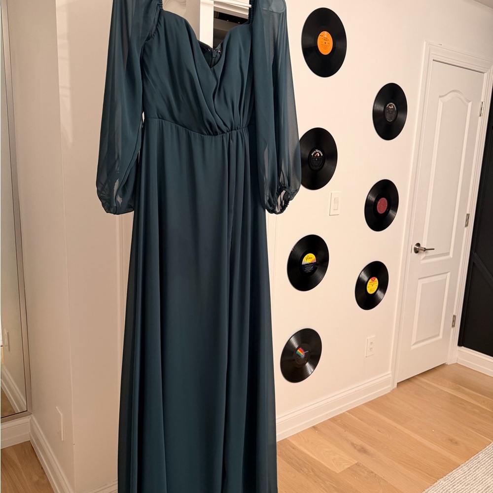 Dessy Collection Formal Dress - Green Chiffon
